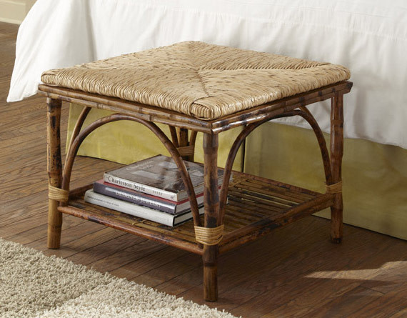 Ottoman w/Woven Rush Seat - W24 x D24 x H19"
