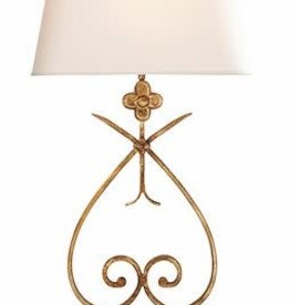 Harper Table Lamp in Gilded Iron with Natural Paper Shade 29.5H x 15.5W