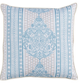 FARRAH BLUE W/ EGGSHELL LINEN BACK & PIPE - 22 x 22