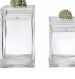 Small Acrylic sq. Canisterw/white turbo 6"L x 4.5"