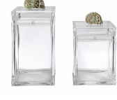 Small Acrylic sq. Canisterw/white turbo 6"L x 4.5"