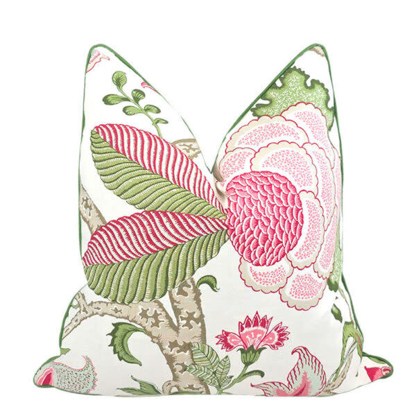 Palm Beach Collection Arborvitae Pillow /Pink-Green 22"