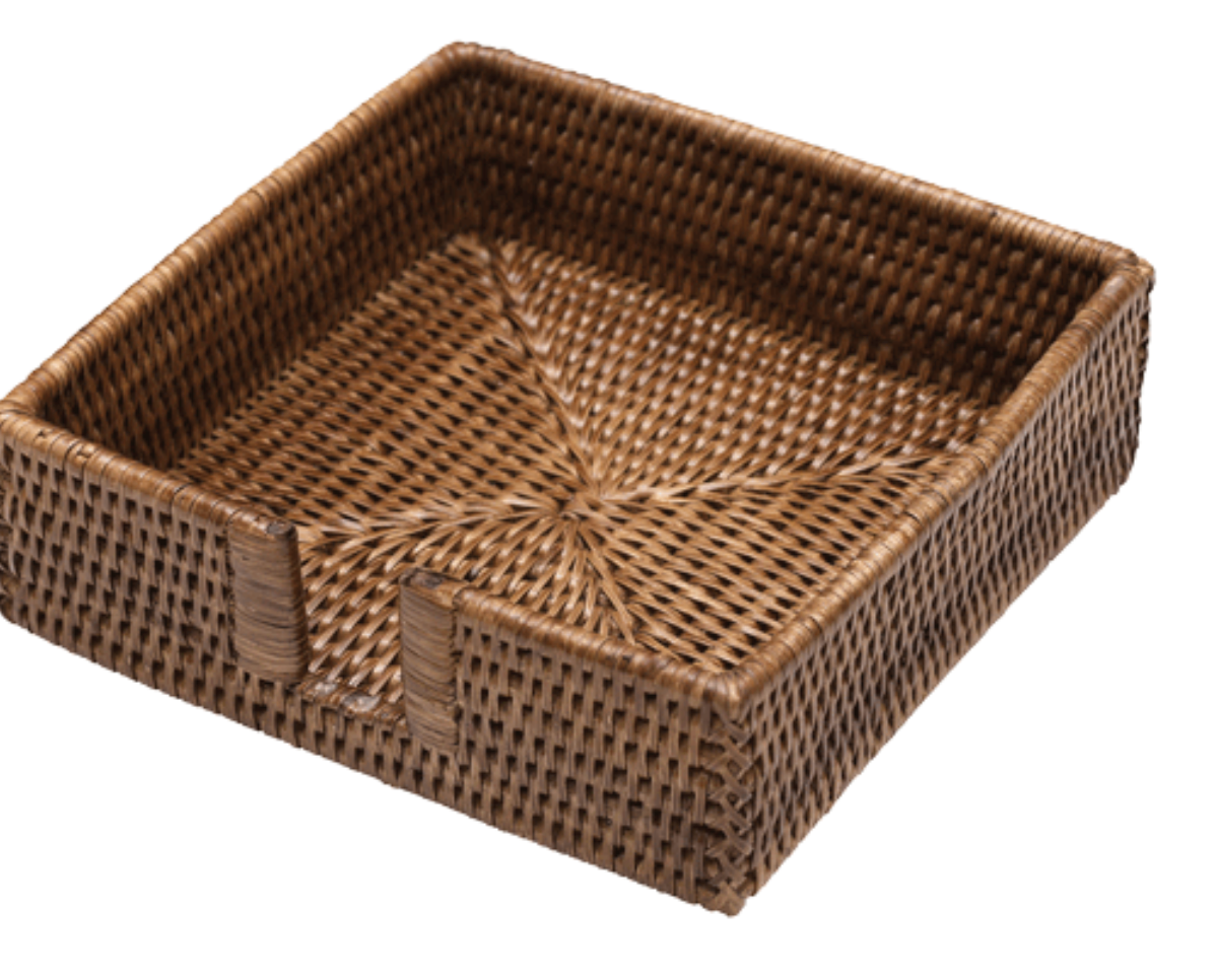Rattan Luncheon Napkin Holder in Dark Natural