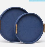 Doris Navy Shagreen Tray - Small 17''D x 3''H