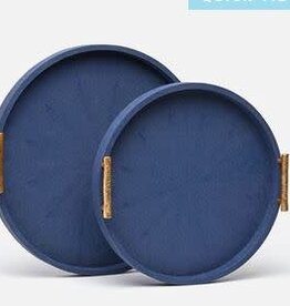 Doris Navy Shagreen Tray - Small 17''D x 3''H