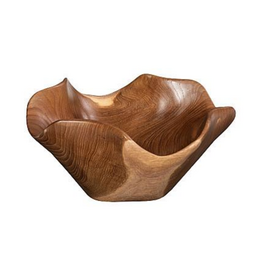 Teak Wood Bowl, Natural - 12x12x6"h