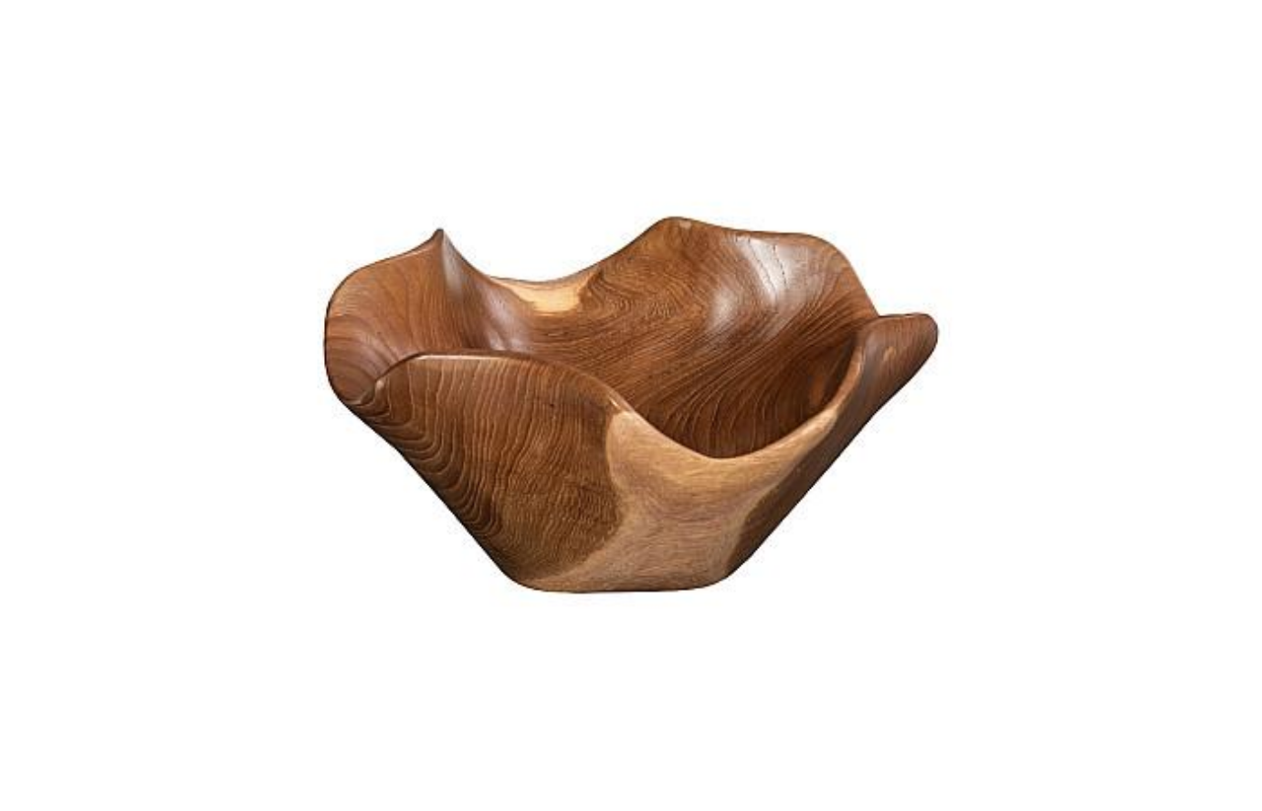 Teak Wood Bowl, Natural - 12x12x6"h
