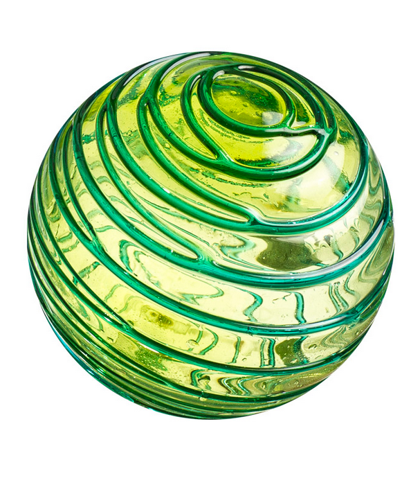 4.5" Sphere Lime w/Aqua Threads