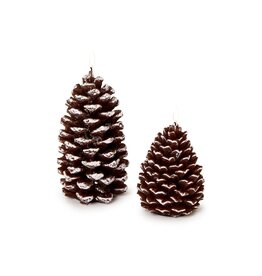 Set of 2 Hand-Painted Snowed Pinecone Candles - ABT 4 Hrs/6.52 oz./185g, ABT 6 Hrs/9.17 oz./260g Paraffin Wax