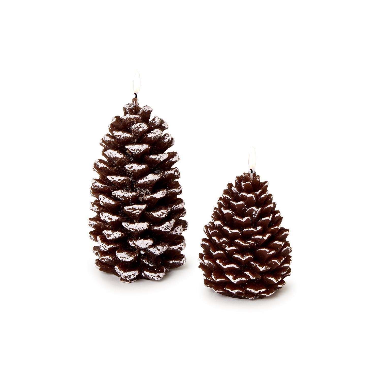 Set of 2 Hand-Painted Snowed Pinecone Candles - ABT 4 Hrs/6.52 oz./185g, ABT 6 Hrs/9.17 oz./260g Paraffin Wax