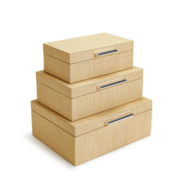Terra Cane Hinged Boxes with Lining - 10" W x 5 1/4" D x 13" H
