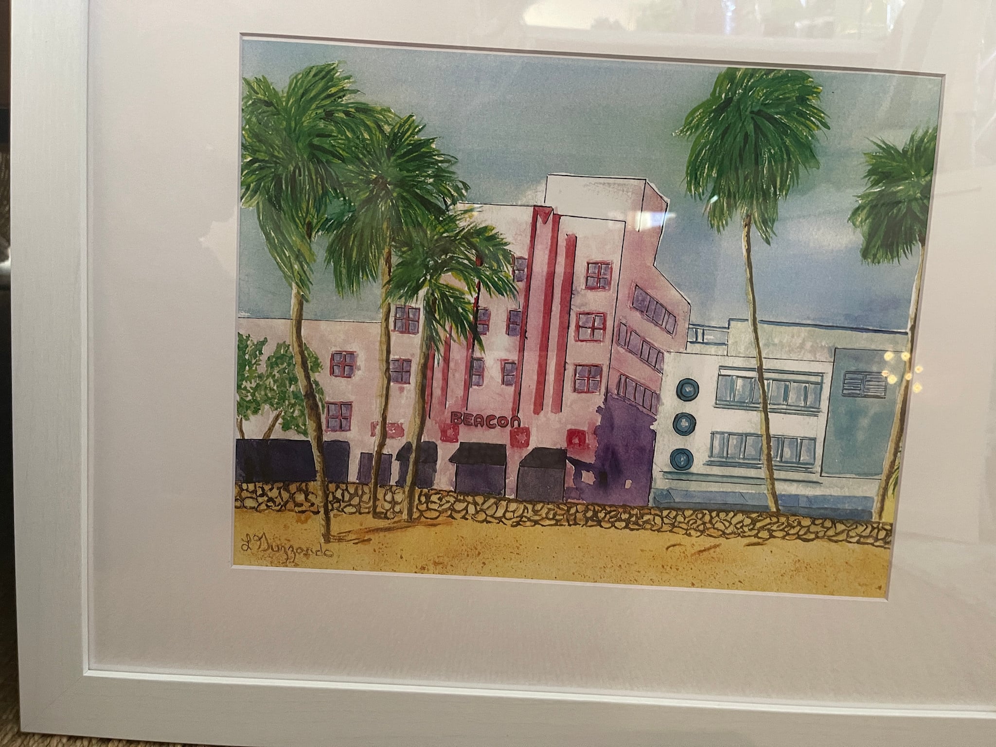Beacon Hotel South Beach 22"W x 18.5"H  Water Color print