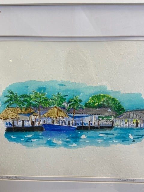 Waterway Cafe 22x18 Orig. Watercolor