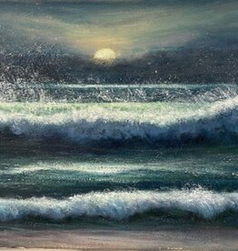 Moonlight on the Waves 12 x 24 orig. Oil