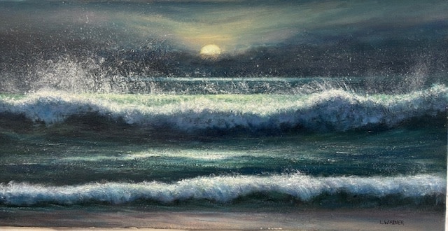 Moonlight on the Waves 12 x 24 orig. Oil