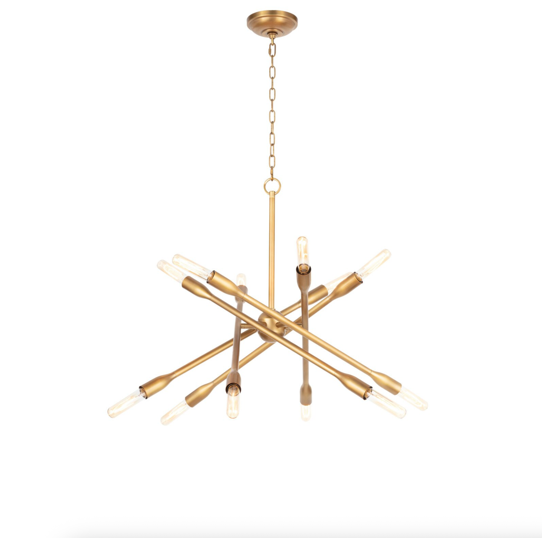 Cobra Chandelier Small Natural Brass Height: 24.75 Width: 30.5 Depth: 30.5