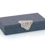 Gypsy Blue Leather Box II 3.5"H X 16.5"W X 10"D