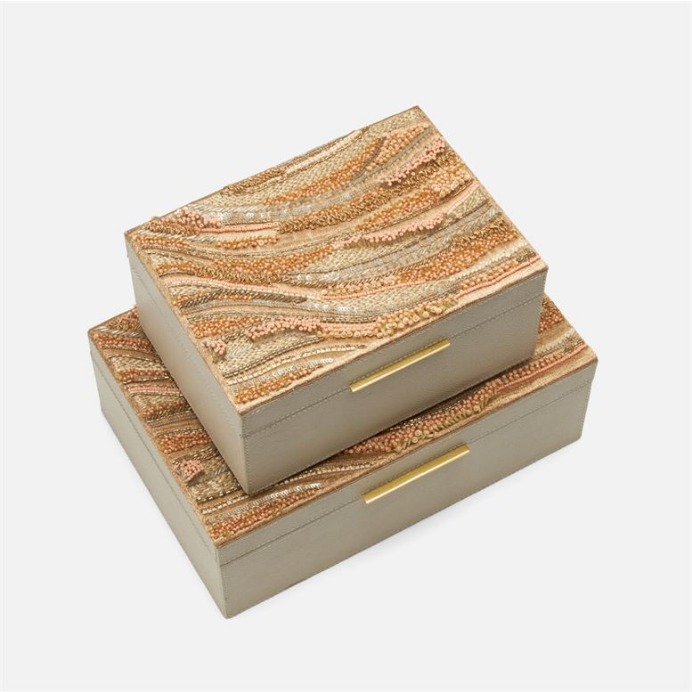 Amaree Coral & Gray Box LG 12"L x 8"W x 5"H