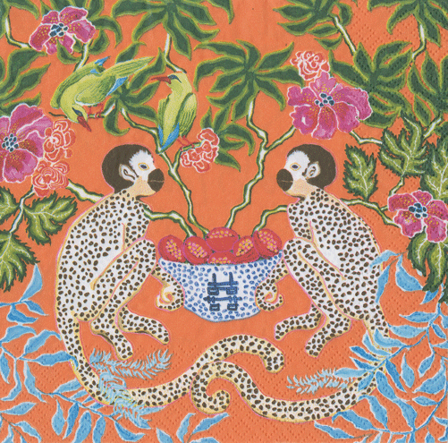 Monkeys Orange Cocktail Napkin