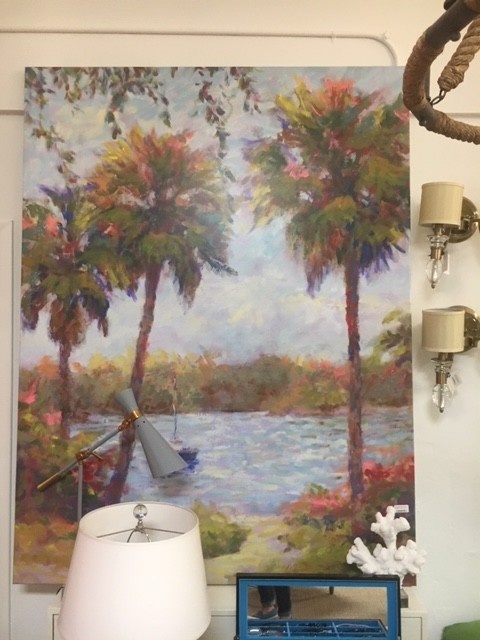 3 Palms and a Boat Giclee 56x73 1/2