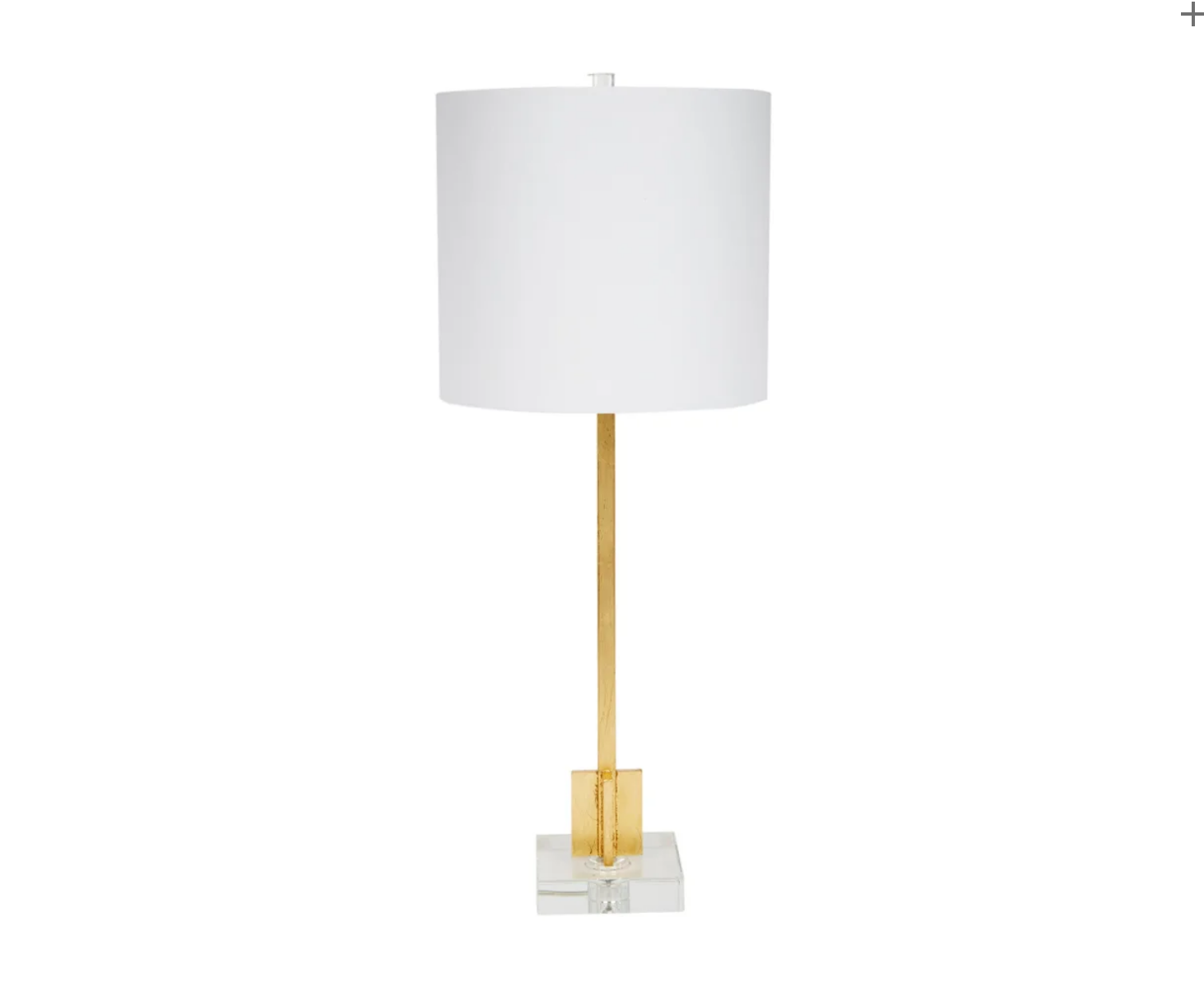 ABITA GOLD LEAF BUFFET LAMP WITH CRYSTAL BASE & WHITE LINEN SHADE - 36"H
