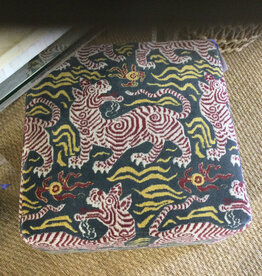 Gray Ottoman with Tiger Design 20" x 20" x 17"
