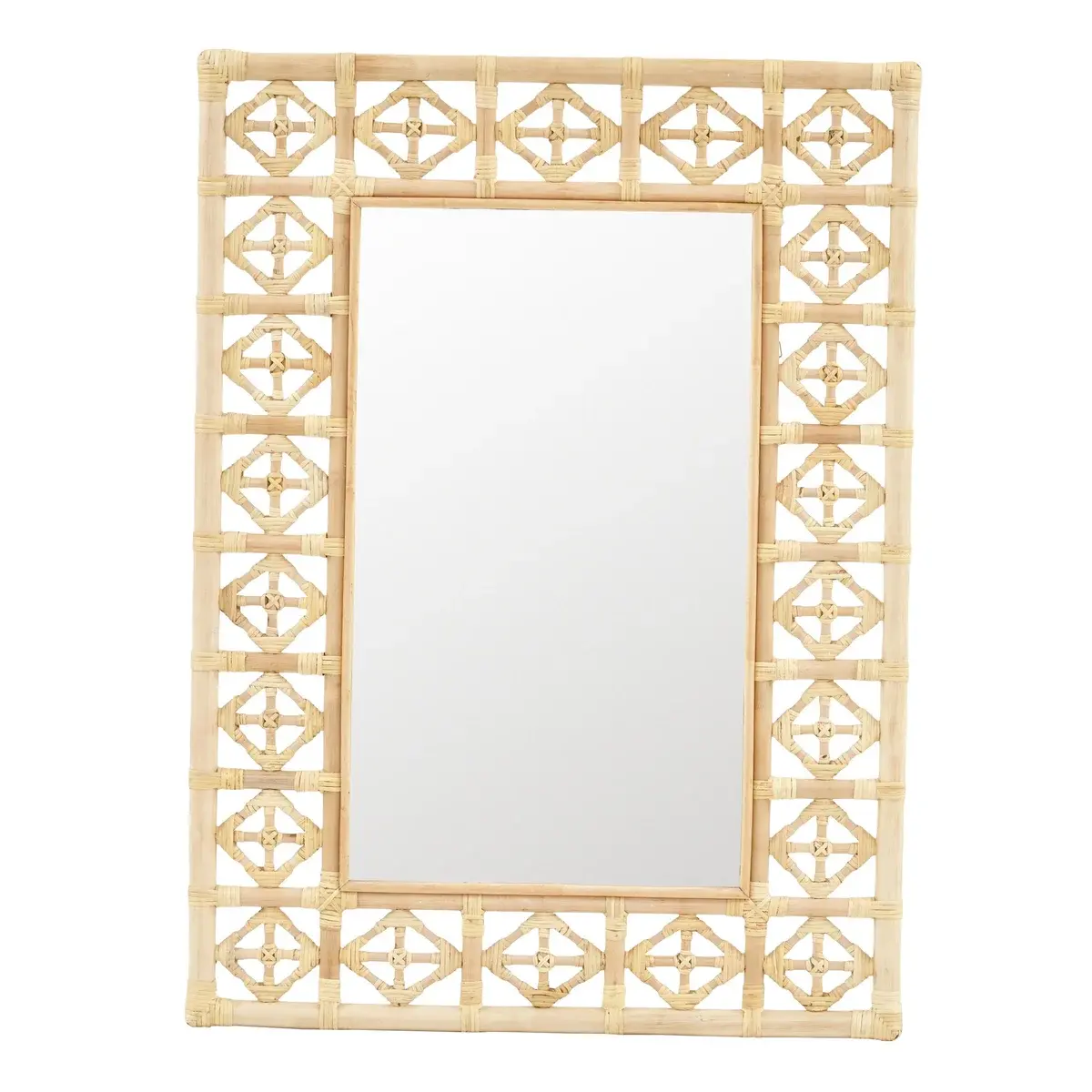 Diamond Rec MirrorRattan Frame - Natural W28.34" x   H39"