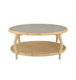 Camille 45" Coffee TableTempered Glass Top - Natural W45 x D45 x H19"