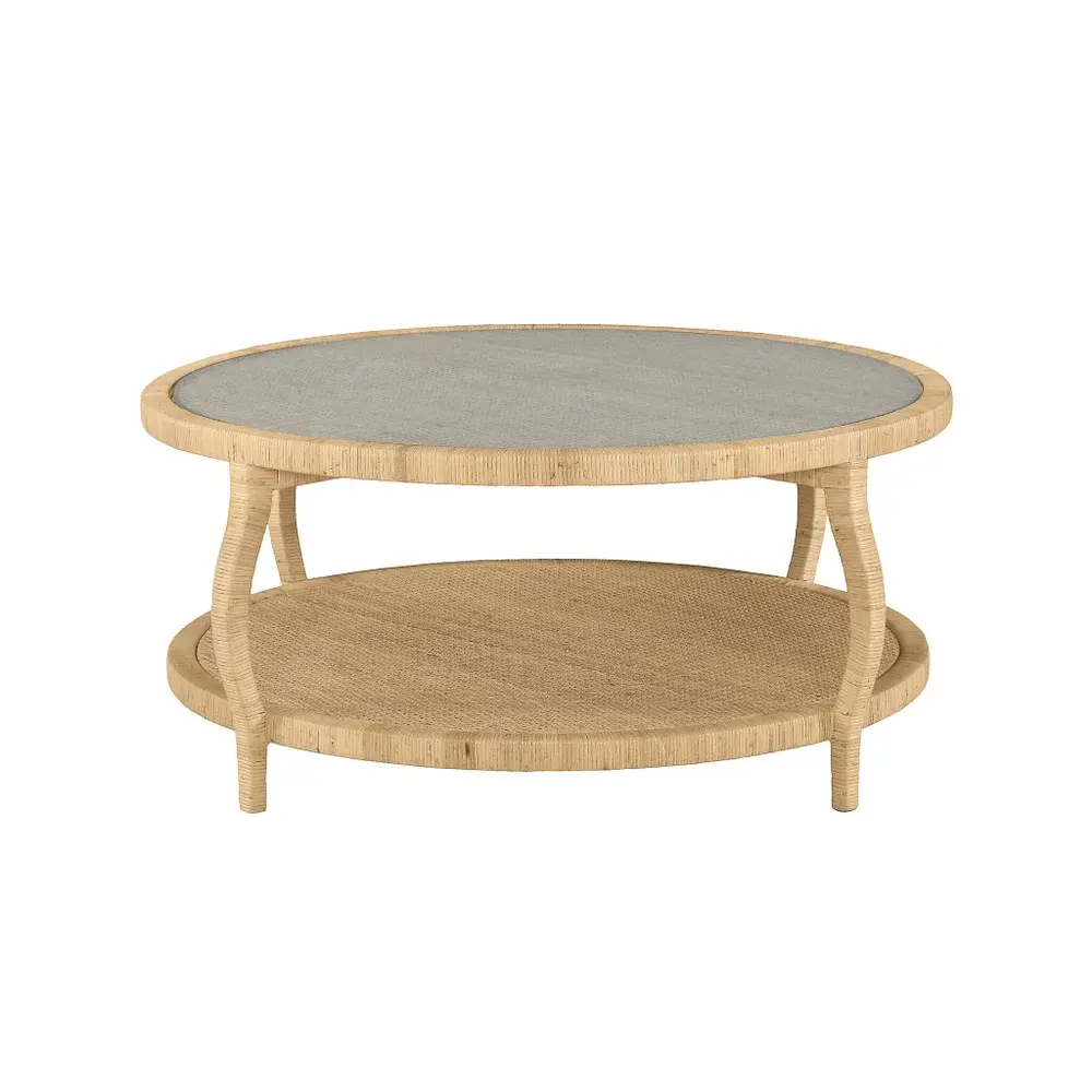 Camille 45" Coffee TableTempered Glass Top - Natural W45 x D45 x H19"