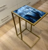 Gold Blue Smokey Aventurino Table 23Hx16Dx12W