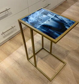 Gold Blue Smokey Aventurino Table 23Hx16Dx12W