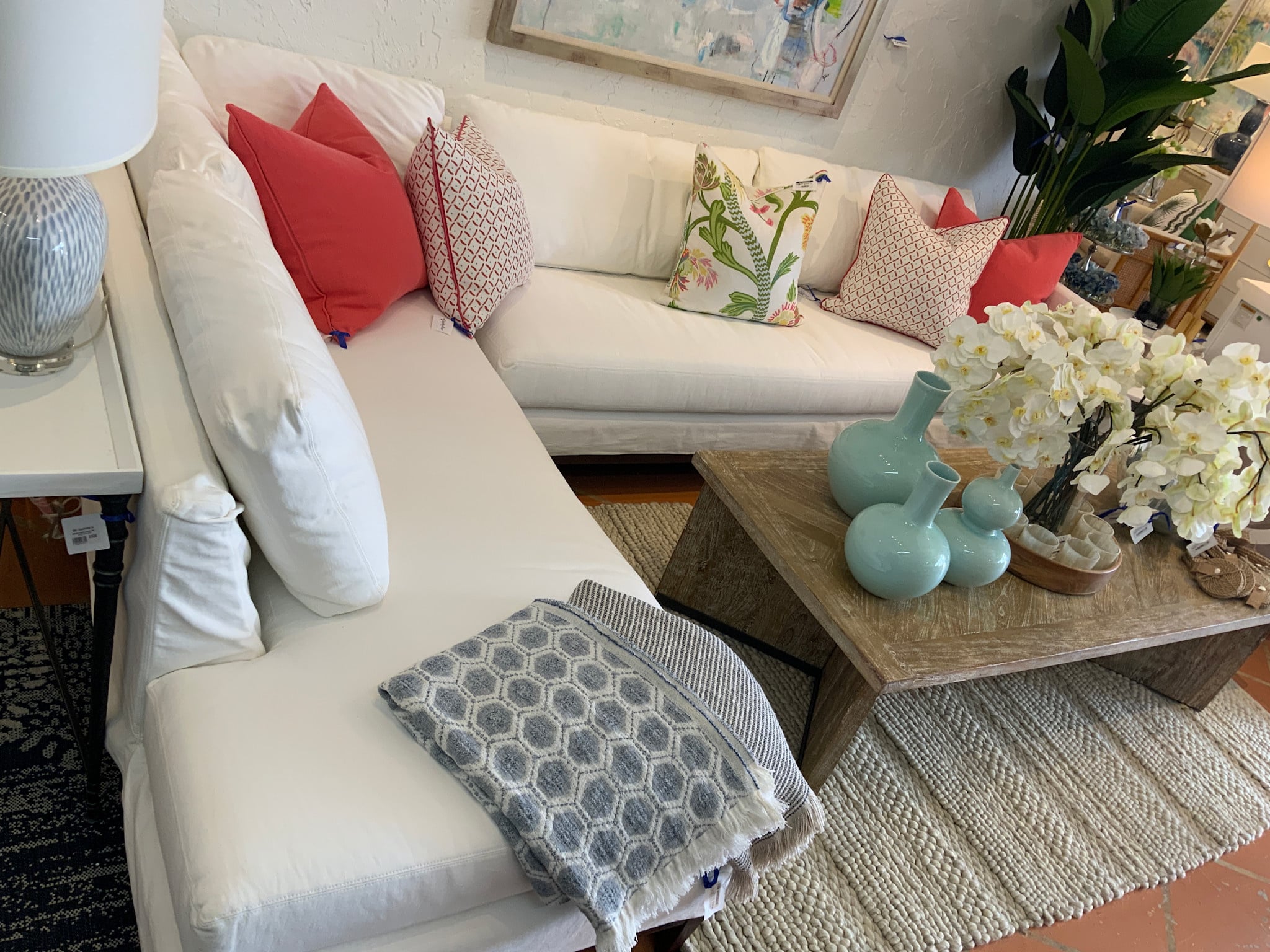 Sectional Sofa in Boomer White 122" x 87"