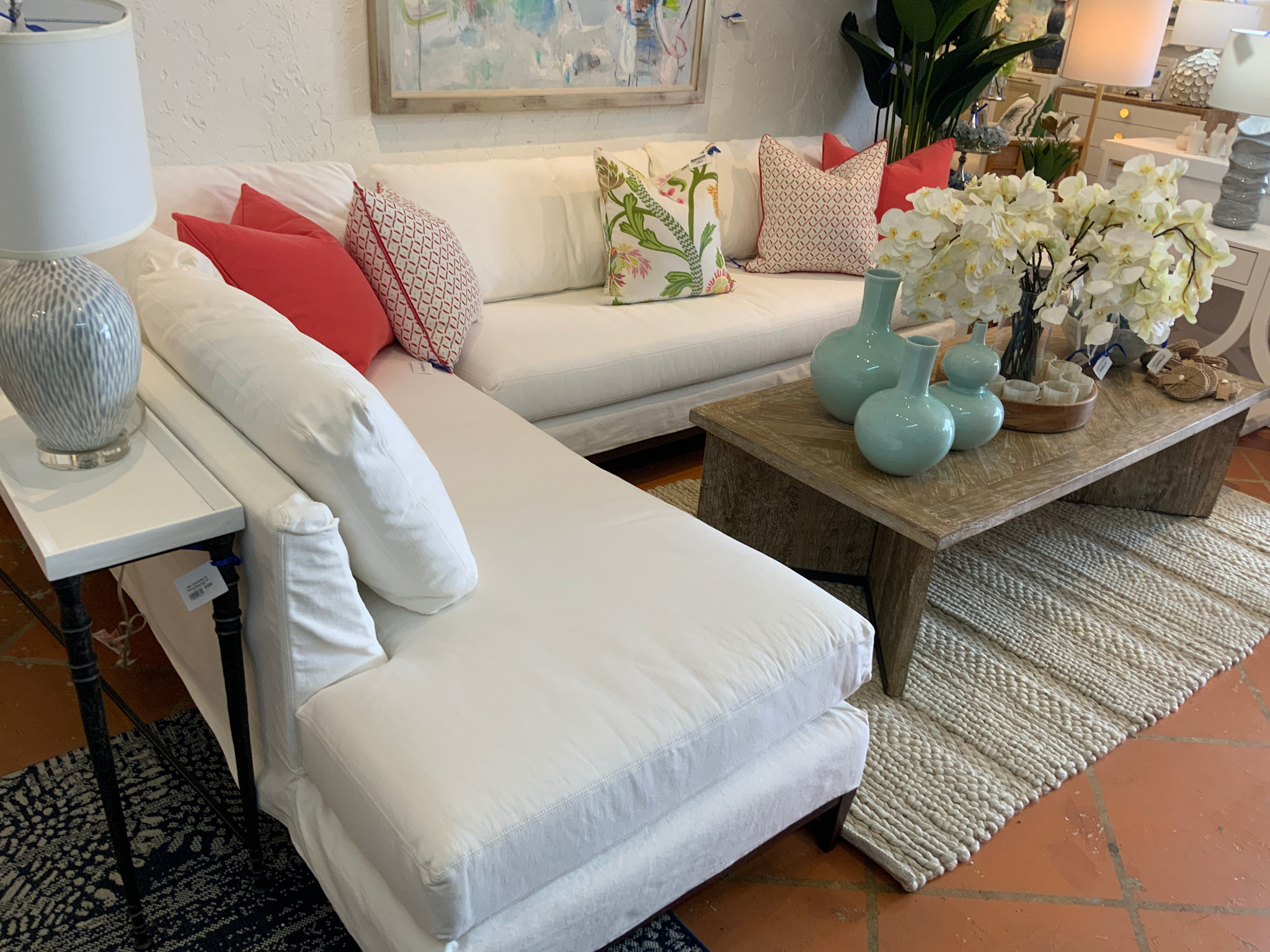 Sectional Sofa in Boomer White 122" x 87"