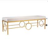 Milan Bench ln(Royal Gold),(Beige Linen) 20"H x 60"W x 18"D