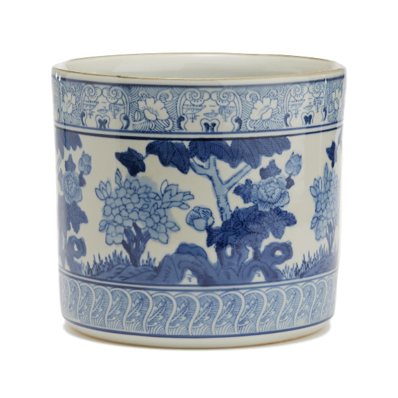 Blue & White Garden Scene Vase/Planter GS