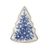 Blue and White Christmas Tree Plate (dry food only, hand wash)