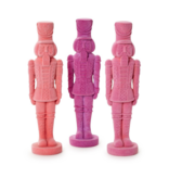 Flocked Nutcracker Assorted 3 Colors: Pink, Purple, Peach - Resin/Nylon
