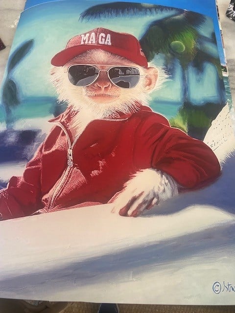 Unframed Art signed by Serge MAGA Monkey 20 x16