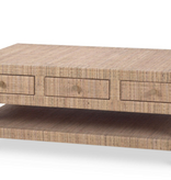 Kagu 6 Drawer Coffee Table w/ Rattan W 47 x D 30 x H 18 in