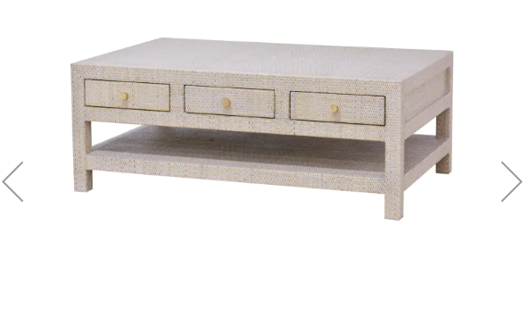 Kagu 6 Drawer Coffee Table w/ Rattan W 47 x D 30 x H 18 in