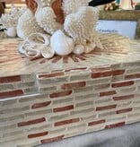 Coral Sunburst Box with Coral 14"W x *"D x 5"H