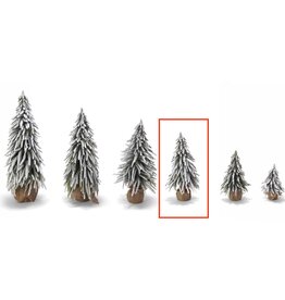 14" Snow Covered Christmas Tree with Jute Covered Wooden Base