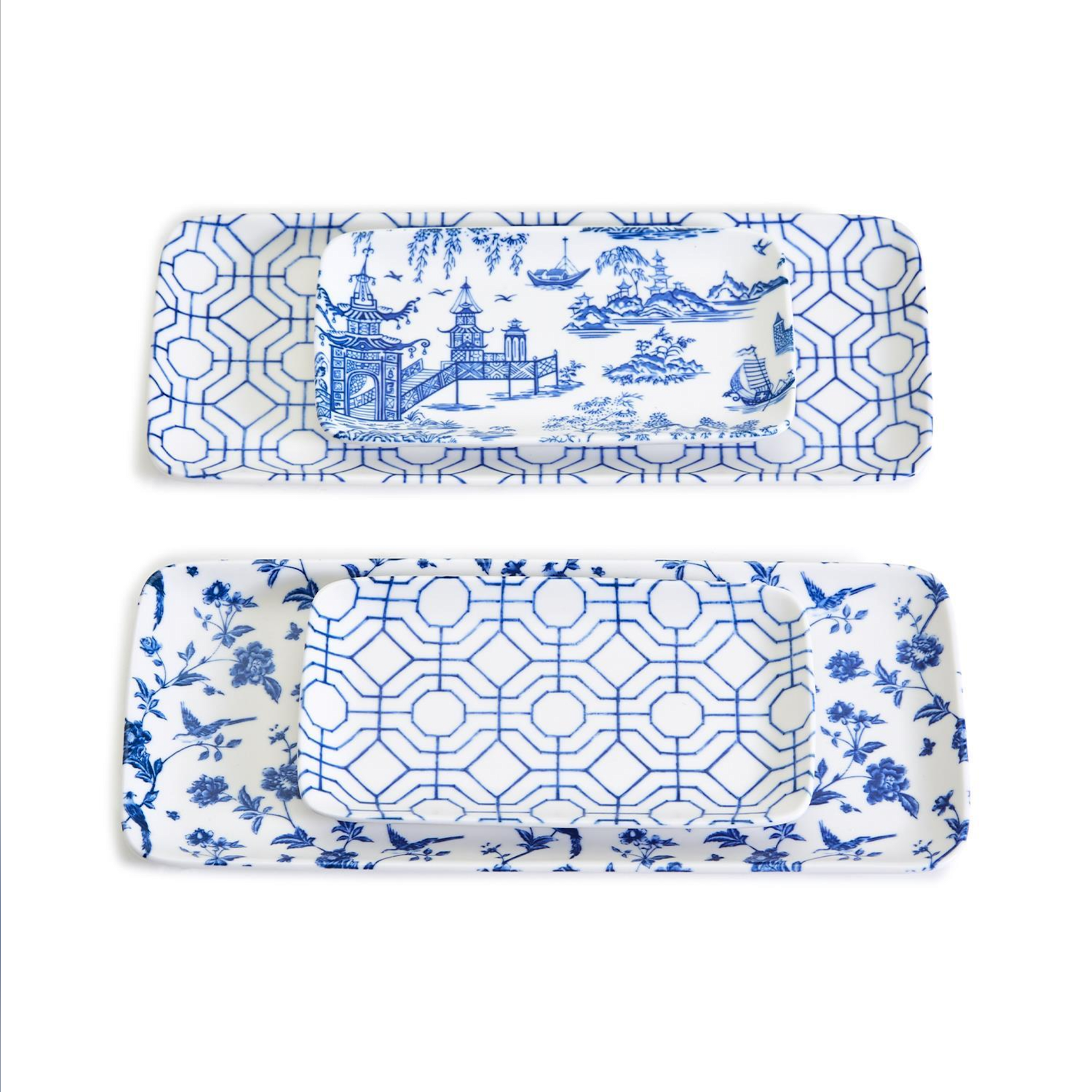 Chinoiserie Tidbits and Tapas Tray - 10 1/2" W x 4 1/2" D x 1/2" H