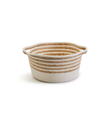 Hand-Woven Cotton and Water Hyacinth Basket SM - 12"Dia x 6"H