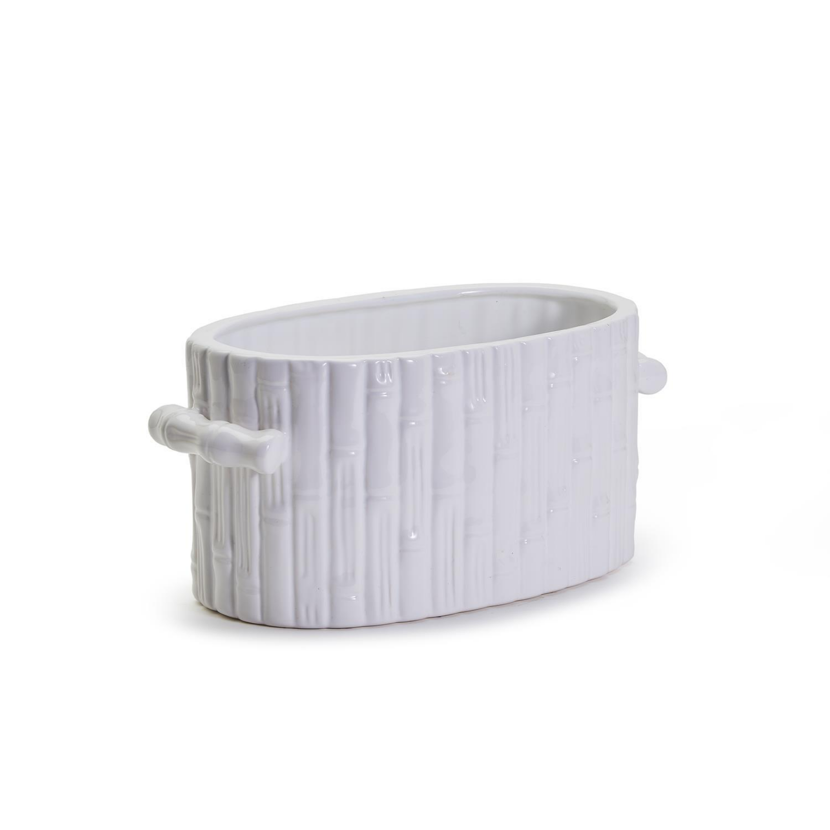 Faux Bamboo Oval Cachepot - 15"W x 7"D x 7"H