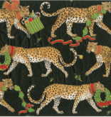 Christmas Leopards Black Napkin Cocktail