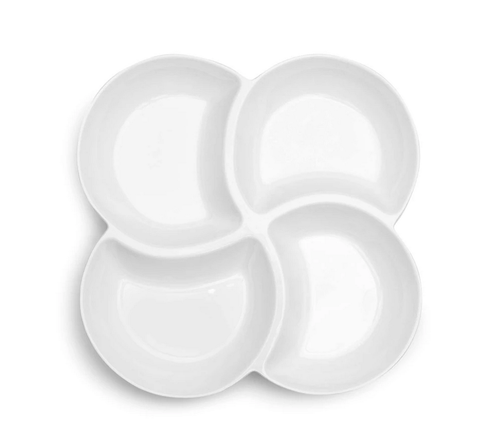 Q Home Design Small Clover White Melamine Serving Platter