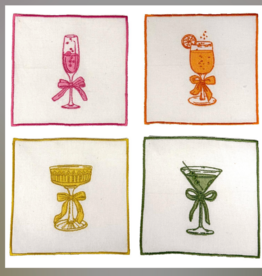 Cheers Set of 4 Embroidered Cocktail Napkins5" Sq