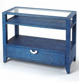 Amelle Console Table in Blue Raffia - 36W x 16D x 30H