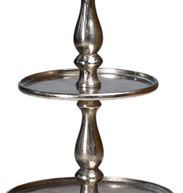 Cast Aluminum Cake Stand, Nickel Finish 15D x 22H